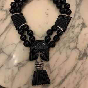 Vintage Black Resin/Lucite and rhinestone Necklace